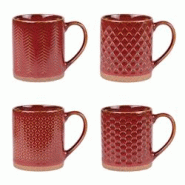 Coffret de 4 mugs Jaspe Rouge 35 cl - Rond Grès Table Passion 12.5x8 cm - rouge Grès 3106232282423 Coffret de 4 mugs Jaspe Rouge 35 cl - Rond Grès Table Passion 12.5x8 cm - rouge Grès 3106232282423