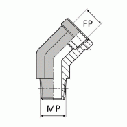 Coude 45° mâle NPT x femelle NPT - NPT-CMF40202 - DESIGNATION : CMFNPT 1/8 45