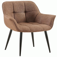 Décoshop26 - Chaise avec accoudoirs en velours matelassé taupe structure métallique noir confort premium 10_0007687 - noir métal 3000266249257