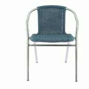 Fauteuil Blain en aluminium et PP tréssé bleu