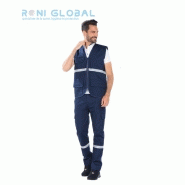 Gilet ambulancier unisexe en polyester et coton - 3 poches avec bandes rétro-réfléchissantes - Rémi Confection_0