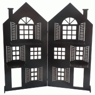 Présentoir maison noir 2 pans avec étagères 160x16x160 cm