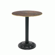 RestooTab - Table Versailles Ø60cm décor underground rouille chants couleur laiton - marron fonte TB-VRS-R60M-UND.ROU-LAI