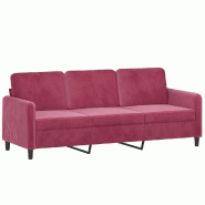 VidaXL Canapé à 3 places Rouge bordeaux 180 cm Velours Modèle Dervelis - 359456