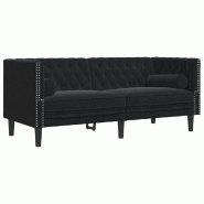 VidaXL Canapé Chesterfield avec traversins 2 places noir velours Modèle Mervanel - 372688