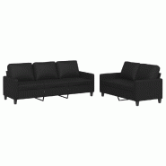 VidaXL Ensemble de canapés 2 pcs avec coussins Noir Similicuir Modèle Mirage Horizon - 3201418