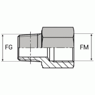 Adaptateur droit mâle gaz conique 1/4" x femelle ISO - WMCFI00410 - Ø MG 13.15 mm - Ø FM 10X100 mm