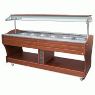 Buffet bain-marie central inox monophasé - avec 6 bacs gn 1/1 h150 ... - PIEA0040