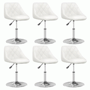 Chaises à manger lot de 6 blanc similicuir Modèle Harmonia - 3088645