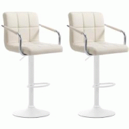CLP Lot de 2 Tabourets de Bar Lucy  V2 en Similicuir Crème/Blanc - beige polyester 315826