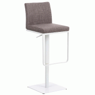 CLP Tabouret de bar Panama tissu avec pied en métal Gris/Blanc - gris textile 101821108