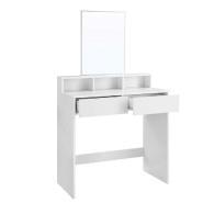 Coiffeuse avec miroir rectangulaire table de maquillage avec 2 tiroirs et 3 compartiments de rangement style moderne blanc rdt113w01 12_0002330