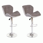Décoshop26 - 2x tabourets de bar chaise de comptoir hauteur réglable en synthétique gris taupe cadre en acier chromé 04_0005202 - gris 3000251348989 Décoshop26 - 2x tabourets de bar chaise de comptoir hauteur réglable en synthétique gris taupe cadre en acier chromé 04_0005202 - gris 3000251348989