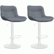Décoshop26 - Lot de 2 tabourets de bar x1 avec coutures décoratives en PVC gris pied en trompette métal blanc 10_0004459 - blanc 3000252114606 Décoshop26 - Lot de 2 tabourets de bar x1 avec coutures décoratives en PVC gris pied en trompette métal blanc 10_0004459 - blanc 3000252114606