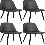 Décoshop26 - Lot de 4 chaises de salle à manger design moderne avec pieds en métal noir assise PVC noir 10_0001823 - noir métal 3000250691970