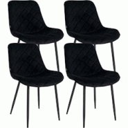 Décoshop26 - Lot de 4 chaises de salle à manger en tissu velours confortable noir pieds métal noir couture losange CDS10428 - noir 3002485132693 Décoshop26 - Lot de 4 chaises de salle à manger en tissu velours confortable noir pieds métal noir couture losange CDS10428 - noir 3002485132693