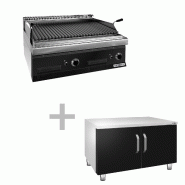 Grill à gaz à pierre de lave - 14 kW - Grille inclinable - Soubassement avec 2 portes incl.  - Mario 700 | GGM -GLK873C-GK866T