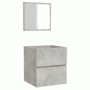Helloshop26 - Armoire de salle de bain avec miroir grand espace de rangement 41 x 38,5 x 45 cm en bois gris béton 02_0047832 - gris Bois massif 30002