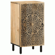 Helloshop26 - Armoire latérale vintage avec motifs sculptés 40 x 33 x 75 cm grand espace de rangement en bois massif de manguier 02_0047291 - Bois m