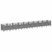 Helloshop26 - Jardinière bac lit surélevé plantes fleurs terrasse jardin avec piquets clair 363,5 x 43,5 x 43,5 cm PP gris 02_0038208 - 3000214131160 Helloshop26 - Jardinière bac lit surélevé plantes fleurs terrasse jardin avec piquets clair 363,5 x 43,5 x 43,5 cm PP gris 02_0038208 - 3000214131160