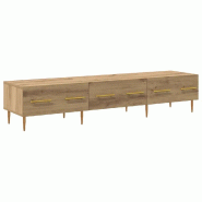 Helloshop26 - Meuble TV rectangulaire moderne 150 x 36 x 30 cm avec rangement pratique style contemporain en bois chêne artisanal 02_0052770 - Bois m