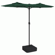 Helloshop26 - Parasol de jardin double tête avec LED extérieur 316 x 145 cm ambiance cosy mécanisme à manivelle en polyester vert 02_0047393 - ver