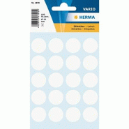 HERMA 100 pastilles adhésives coloris blanc, Ø 19 mm (5 feuilles 9x16 / cdt) - 1870
