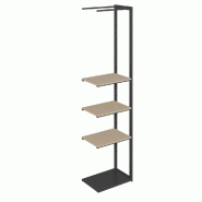 Suite structure Cage noir base métal 58x40x240cm 3 tablettes taupe
