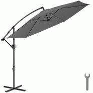 TecTake GmbH tectake parasol pied central artemis double toit pivotant inclinable 300x300 cm gris 360 rotation ajustable - gris acier 406536