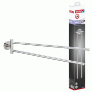 Tesa Moonrangement serviette salle de bain, acier inoxydable look, adhésif, technologie sans percer, 456 mm x 50 mm x 84 mm - argenté métal 40303-0