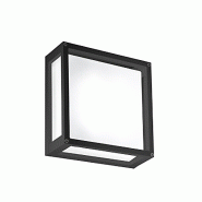 Zafferano Home Applique ou plafonnier 25x25 cm en aluminium gris foncé avec diffuseur en verre satiné IP54 culot E27 pour environnements intérieur/