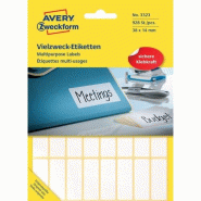 Avery Zweckform 928 étiquettes multi-usages blanches, format 38 x 14 mm (29 feuilles / cdt) - blanc 3323