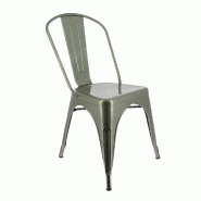 Chaise empilable d'intérieur Chicago en acier gris style industriel - par 4