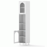 COSTWAY Armoire de salle de bain haute et étroite, armoire de salle de bain avec 2 portes vitrées et 2 étagères réglables, 35 x 30 x 180 cm, blan