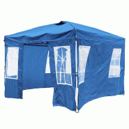 COSTWAY Pavillon pliable pop-up 300x300cm, hauteur réglable, jardin avec 4 parois latérales amovibles, sac et sacs de sable - bleu métal ZB35958NX