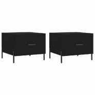 Décoshop26 - Lot de 2 tables de chevets avec tiroir 50 x 50 x 40 cm bois d'ingénierie noir et fer DEC040419 - noir Bois massif 3000264927911