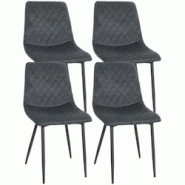 Décoshop26 - Lot de 4 chaises de salle à manger en tissu velours gris foncé pieds métal noir couture losange CDS10420 - gris 3002484332698 Décoshop26 - Lot de 4 chaises de salle à manger en tissu velours gris foncé pieds métal noir couture losange CDS10420 - gris 3002484332698