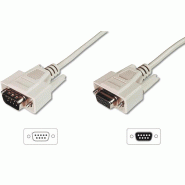 DIGITUS Rallonge de transfert de données, D-Sub9/St - D-Sub9/Bu, Sub-D 9 broches, 3 m, beige - beige 4016032301479