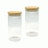 Ensemble de 2 Boîtes de conservation en verre 1,5L avec couvercle en Bambou Fackelmann Eco Friendly - gris verre 3176239934274