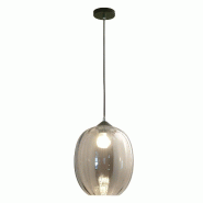 Fabas Luce Suspension Infinity En Verre Soufflé Fumé Et Métal, Douille E27, Design Élégant Et Moderne, Idéale Pour L'Éclairage Intérieur - gri