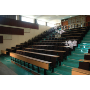 Fauteuil  d'amphithéâtre à piétement central en acier avec assise rabattable - REEVES._1