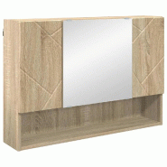 Helloshop26 - Armoire miroir murale pratique pour salle de bain 80 x 17 x 55 cm en bois d'ingénierie chêne sonoma 02_0052859 - Bois massif 300023762