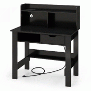 Helloshop26 - Bureau d'ordinateur 95 x 56 x 109,5 cm avec station de charge intégrée et étagère ouverte design moderne MDF noir 20_0010865 - vert