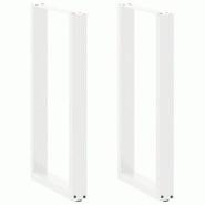 Helloshop26 - Lot de 2 pieds de table de bar en U réglables 50 x 90-91 cm design moderne en acier blanc 02_0057461 - blanc acier 3000240049095