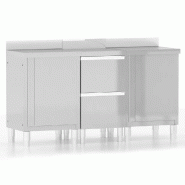 Helloshop26 - Lot de 3 armoires de cuisine commerciales 60 x 60 x 96 cm espace de rangement robuste en acier inoxydable argenté 02_0055140 - argenté