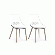 LOT DE 2 CHAISES JAM W  TRANSPARENT PIÉTEMENT FRÊNE NATUREL