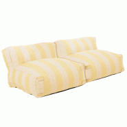 Oviala Business Salon de jardin modulable avec 2 chauffeuses rayées jaune clair - jaune polyester 115651