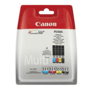 Pack cartouches encre Canon CLI-551 pour imprimante jet d'encre Pack cartouches encre Canon CLI-551 pour imprimante jet d'encre
