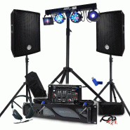 Pack Sono BM SONIC Amplificateur 1000W, Paire d'Enceintes 2x300W, Table de Mixage, Portique + 48 effets lumières EUPHORIA, Pieds - 3666638039217 Pack Sono BM SONIC Amplificateur 1000W, Paire d'Enceintes 2x300W, Table de Mixage, Portique + 48 effets lumières EUPHORIA, Pieds - 3666638039217