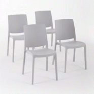 RATTATAN Set 4 Chaises en polypropylène avec fibre de verre empilables pour extérieur et jardin, bar et restaurant, cuisine moderne - CARMEN - Gris RATTATAN Set 4 Chaises en polypropylène avec fibre de verre empilables pour extérieur et jardin, bar et restaurant, cuisine moderne - CARMEN - Gris